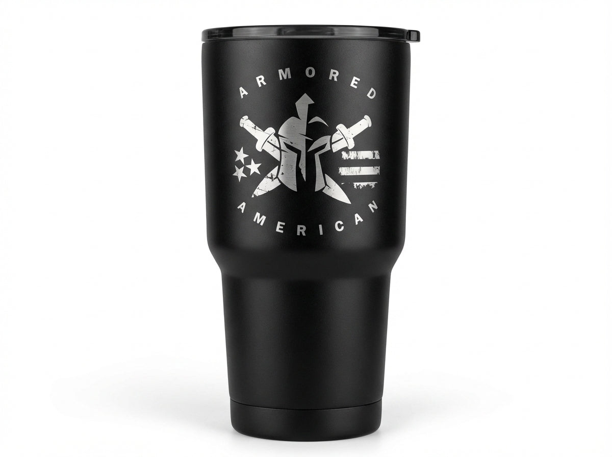 Armored American – Engraved Stainless Steel Coffee Tumbler
