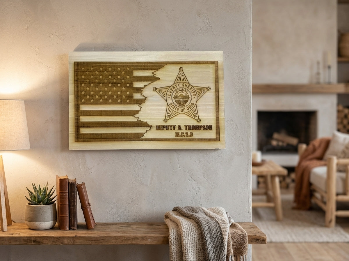 Custom Engraved Wood Wall Plaque – Law Enforcement Edition