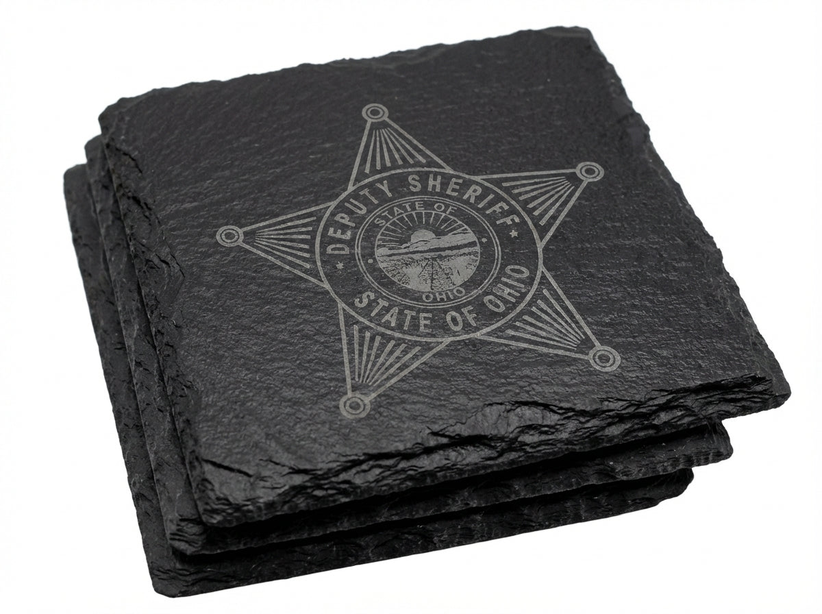 Custom Engraved Slate Law Enforcement Coaster Set