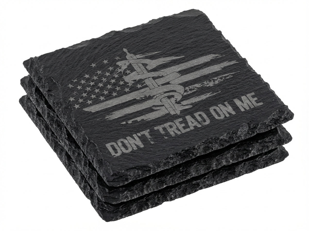 Engraved Slate Coasters – “Don’t Tread On Me” Edition