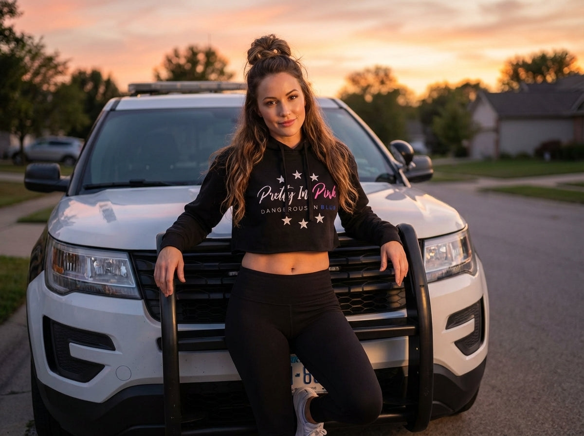 Pretty In Pink- Dangerous In Blue Crop Hoodie