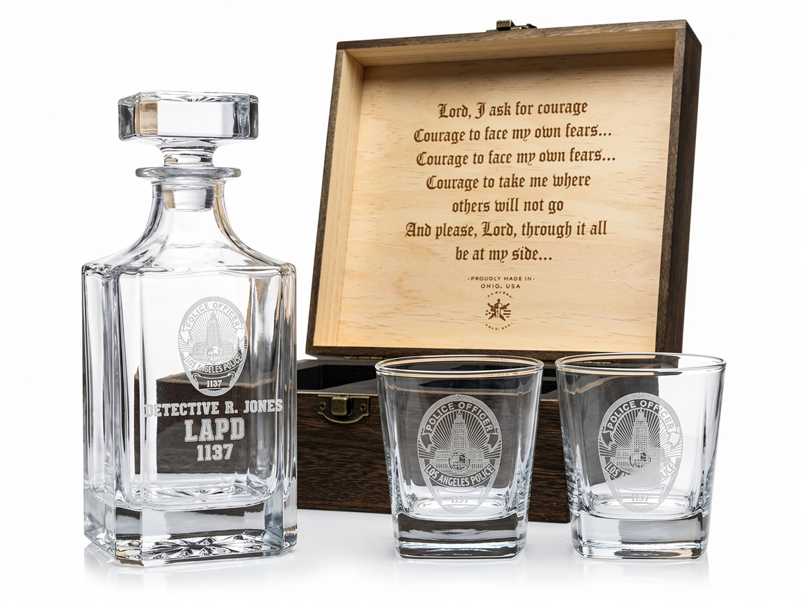 Police Officer Whiskey Decanter Set