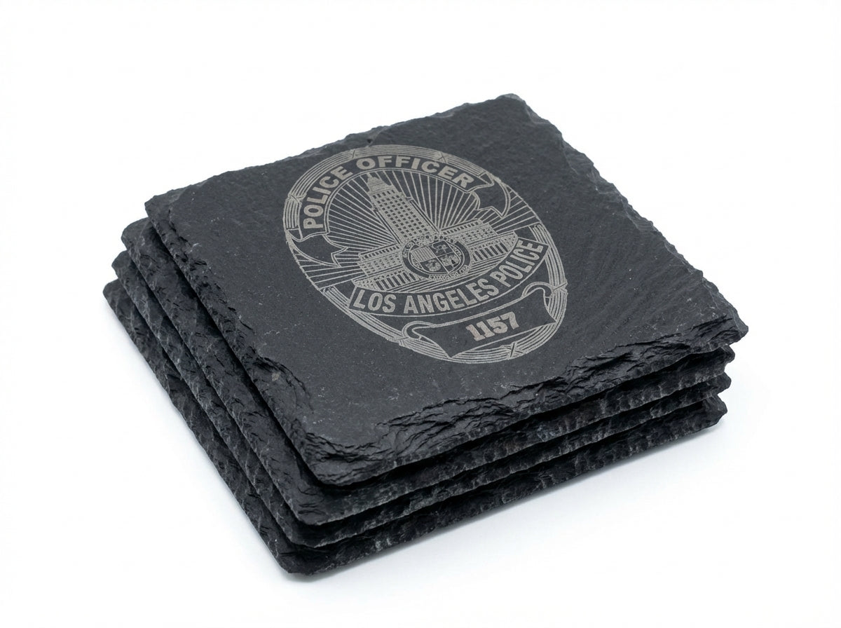 Custom Engraved Slate Law Enforcement Coaster Set
